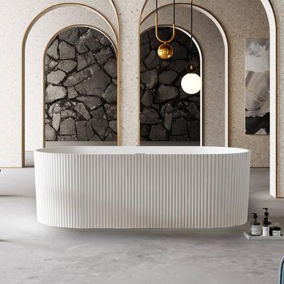 Randolph Morris Vertical 59 Inch Acrylic Fluted Freestanding Tub - Chrome RMTW-7681-59-C