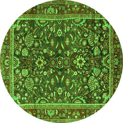 Green Area Rug - Bungalow Rose Traditional 2564 Machine Washable Area Rugs Polyester/Chenille in Green, Size 96.0 W X 0.08 D in | Wayfair