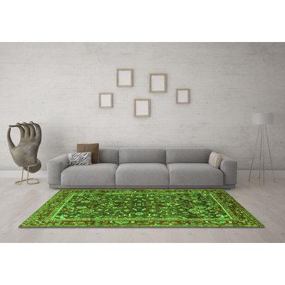 Green Area Rug - Bungalow Rose Traditional 2564 Machine Washable Area Rugs Polyester/Chenille in Green, Size 72.0 W X 0.08 D in | Wayfair