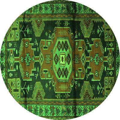 White Area Rug - Bungalow Rose Traditional 3119 Green Machine Washable Area Rugs Polyester/Chenille in White, Size 36.0 W X 0.08 D in | Wayfair