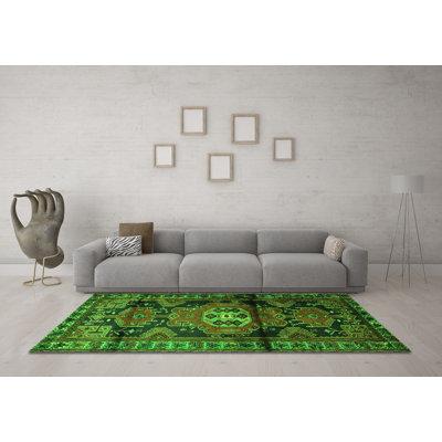White Area Rug - Bungalow Rose Traditional 3119 Green Machine Washable Area Rugs Polyester/Chenille in White, Size 24.0 W X 0.08 D in | Wayfair