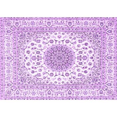 Pink Area Rug - Canora Grey Traditional 4579 Purple Machine Washable Area Rugs Polyester/Chenille in Pink, Size 24.0 W X 0.08 D in | Wayfair