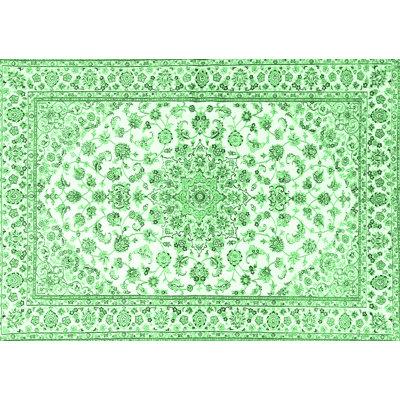 Green Area Rug - Canora Grey Traditional 3535 Emerald Machine Washable Area Rugs Polyester/Chenille in Green, Size 60.0 W X 0.08 D in | Wayfair