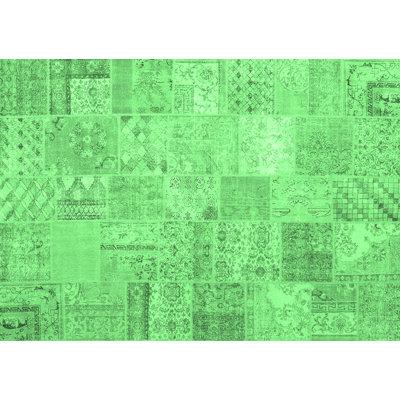 Green Area Rug - Bungalow Rose Traditional 3460 Emerald Machine Washable Area Rugs Polyester/Chenille in Green, Size 60.0 W X 0.08 D in | Wayfair