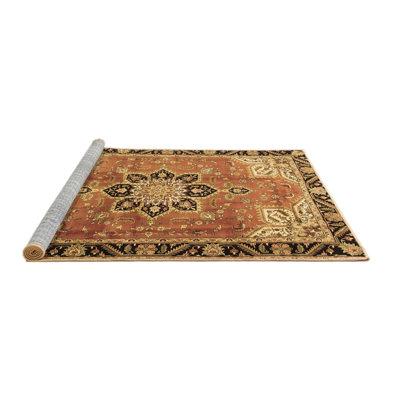 Black Area Rug - Bungalow Rose Traditional 4081 Brown Machine Washable Area Rugs Polyester/Chenille in Black, Size 24.0 W X 0.08 D in | Wayfair