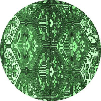 Green Area Rug - Bungalow Rose Traditional 4397 Emerald Machine Washable Area Rugs Polyester/Chenille in Green, Size 72.0 W X 0.08 D in | Wayfair
