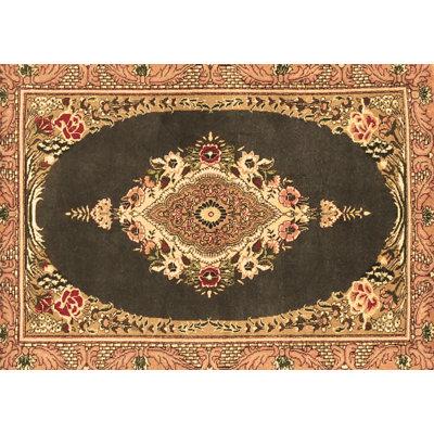 Brown Area Rug - Bloomsbury Market Ahyaan Traditional 4742 Machine Washable Area Rugs Polyester/Chenille in Brown, Size 96.0 W X 0.08 D in | Wayfair
