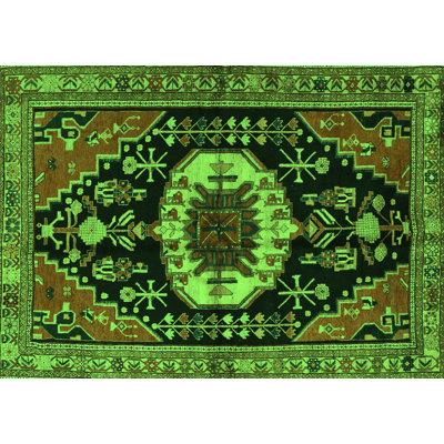 Green Area Rug - Bungalow Rose Traditional 2554 Machine Washable Area Rugs Polyester/Chenille in Green, Size 24.0 W X 0.08 D in | Wayfair