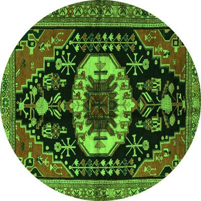 Green Area Rug - Bungalow Rose Traditional 2554 Machine Washable Area Rugs Polyester/Chenille in Green, Size 72.0 W X 0.08 D in | Wayfair