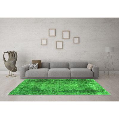Green Area Rug - Bungalow Rose Traditional 3251 Machine Washable Area Rugs Polyester/Chenille in Green, Size 60.0 W X 0.08 D in | Wayfair