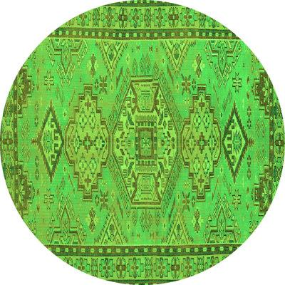 White Area Rug - Bungalow Rose Traditional 3619 Green Machine Washable Area Rugs Polyester/Chenille in White, Size 36.0 W X 0.08 D in | Wayfair
