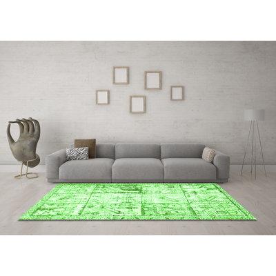 White Area Rug - Bungalow Rose Traditional 4542 Green Machine Washable Area Rugs Polyester/Chenille in White, Size 36.0 W X 0.08 D in | Wayfair