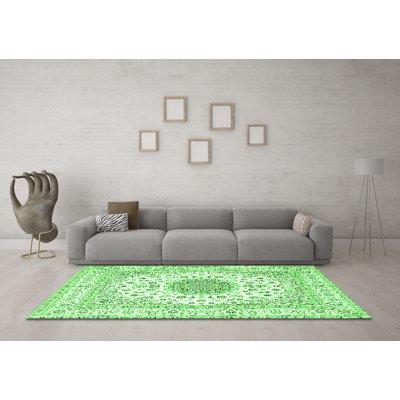 Green Area Rug - Canora Grey Traditional 4579 Machine Washable Area Rugs Polyester/Chenille in Green, Size 24.0 W X 0.08 D in | Wayfair