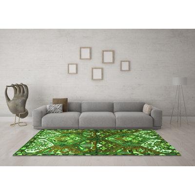 Green Area Rug - Bungalow Rose Traditional 4397 Machine Washable Area Rugs Polyester/Chenille in Green, Size 24.0 W X 0.08 D in | Wayfair