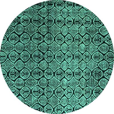 Blue Area Rug - Bungalow Rose Abstract 5105 Turquoise Machine Washable Area Rugs Polyester/Chenille in Blue, Size 72.0 W X 0.08 D in | Wayfair