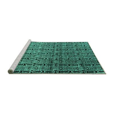 Blue Area Rug - Bungalow Rose Abstract 5105 Turquoise Machine Washable Area Rugs Polyester/Chenille in Blue, Size 24.0 W X 0.08 D in | Wayfair
