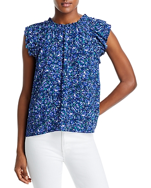 Womens Floral Print Ruffle Neck Blouse 193328328007 XSmall RT $47.60