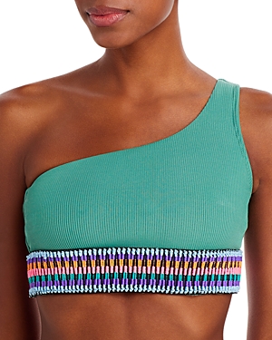 Peixoto Zoni Asymmetric Contrast Trim Bikini Top