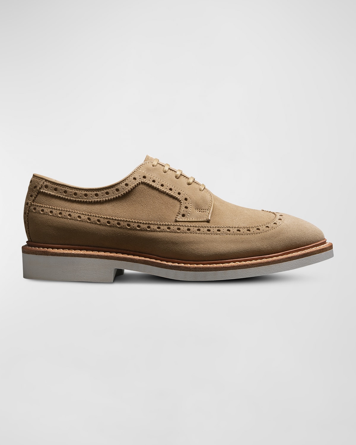 Allen Edmonds William Wingtip Derby in Bone Suede, Size 11.5 D