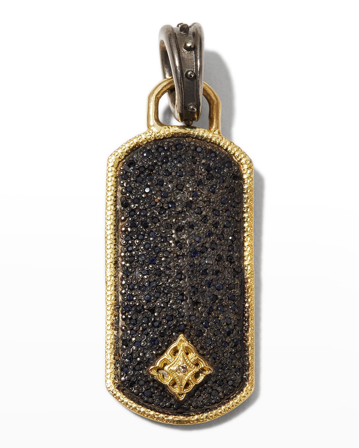 Men's Two-Tone Romero Black Sapphire Pave Dog Tag Enhancer