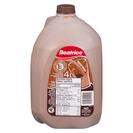 Diet info for Beatrice Chocolate Partly Skimmed Milk With Added