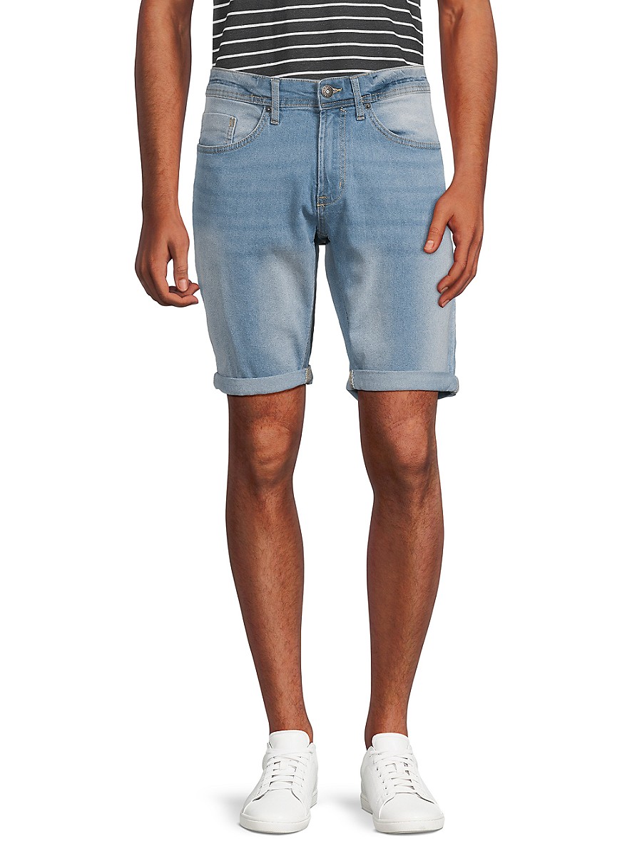 BUFFALO David Bitton Men's Evan Faded Denim Shorts - Light Blue - Size 33