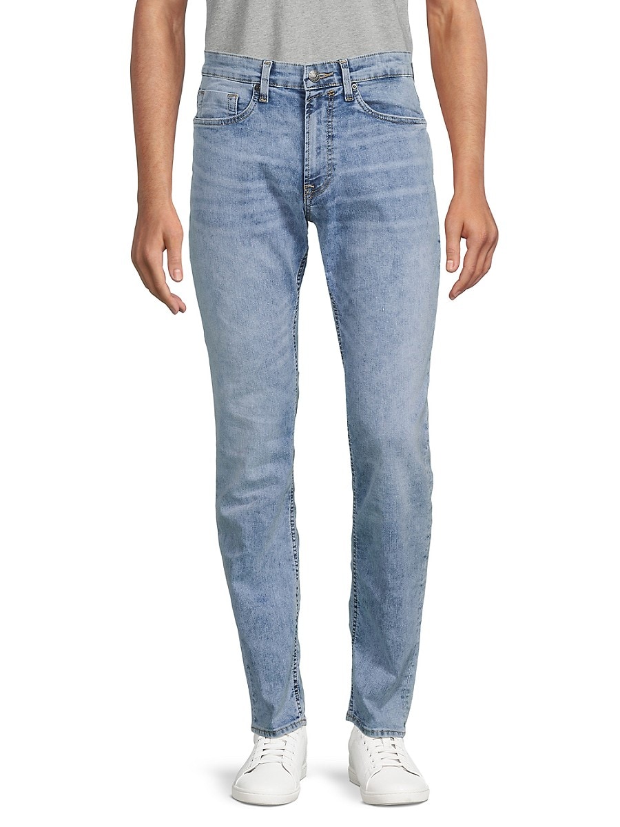 BUFFALO David Bitton Men's Ash Slim Fit Washed Jeans - Light Blue - Size 33 32