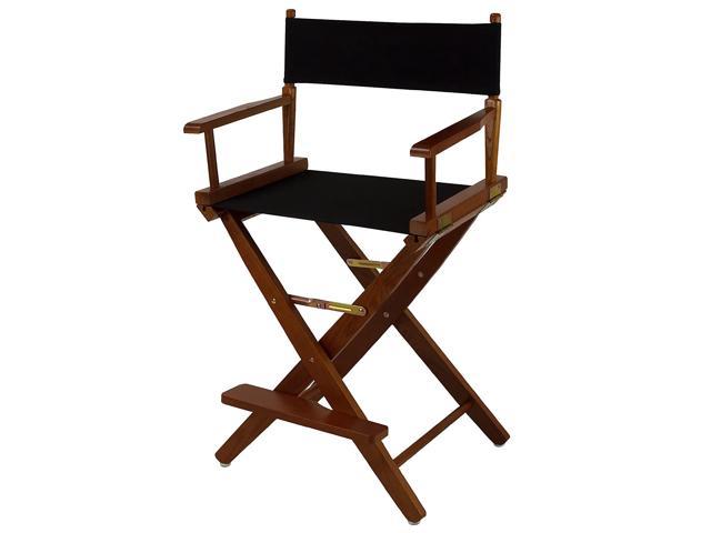 8AM Office 8AM-of-0489 American Trails Mission Oak Frame Black Canvas 24' H Counter Height Directors Chair