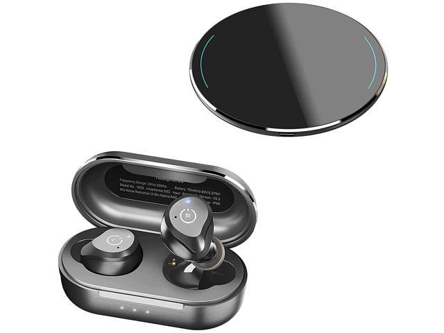 Zell ZE-EH-2313 Nc9 2022 Version Hybrid Active Noise Cancelling Wireless Earbuds Matte Black & W1 Wireless Charger 10W Black