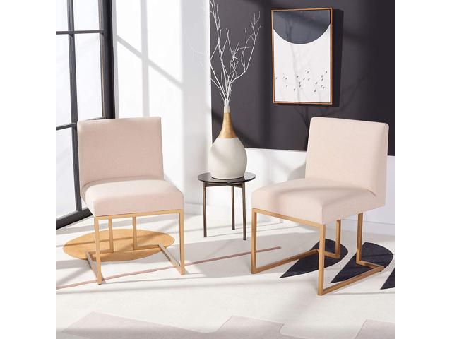 8AM Office 8AM-of-2554 Home Collection Ayanna Beige/Gold Side Chair (Set of 2)
