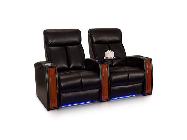 8AM Office 8AM-of-2658 Seville Home Theater Seating - Leather Gel - Power Recline - USB Charging - Tray Tables - in-Arm Storage - Ambient Base.
