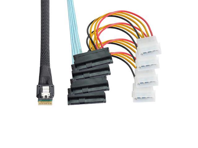 Slimline SAS 4.0 SFF-8654 4i 38pin Host to 4 SAS 29pin SFF-8654 Target Hard Disk Fanout Raid Cable