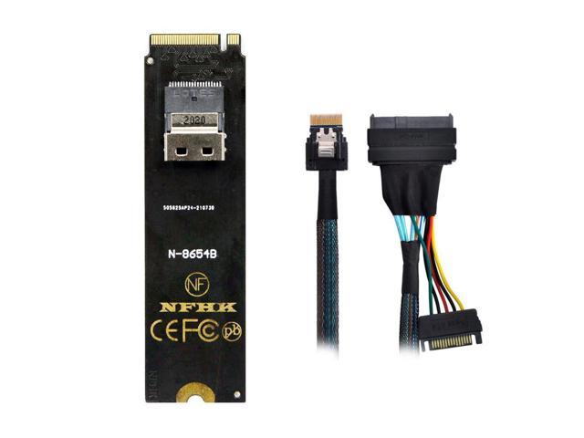 U.2 U2 SFF-8639 NVME PCIe SSD Cable and NGFF M-Key NVME to SFF-8654 Slimline SAS Card Adapter for Mainboard SSD