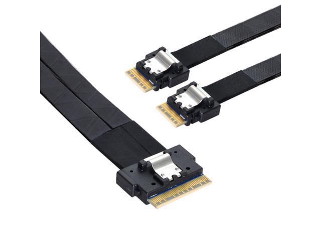 SFF-8654 8i 74Pin Male to Dual SFF-8654 4i 38Pin Male PCI-E Ultraport Slimline SAS Slim 4.0 Cable 40cm PCI-Express