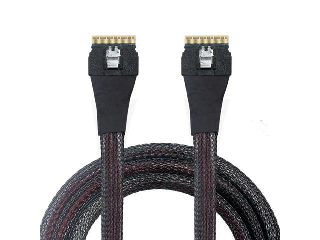SAS 4.0 SFF-8654 8i 74pin Host PCI-E Slim Line Cable 50cm to SFF-8654 Slim SAS Target