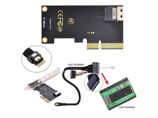 U.2 U2 Kit SFF-8639 to PCI-E 4X to SFF-8654 Slimline SAS NVME PCIe SSD Adapter for Mainboard ZIHAN