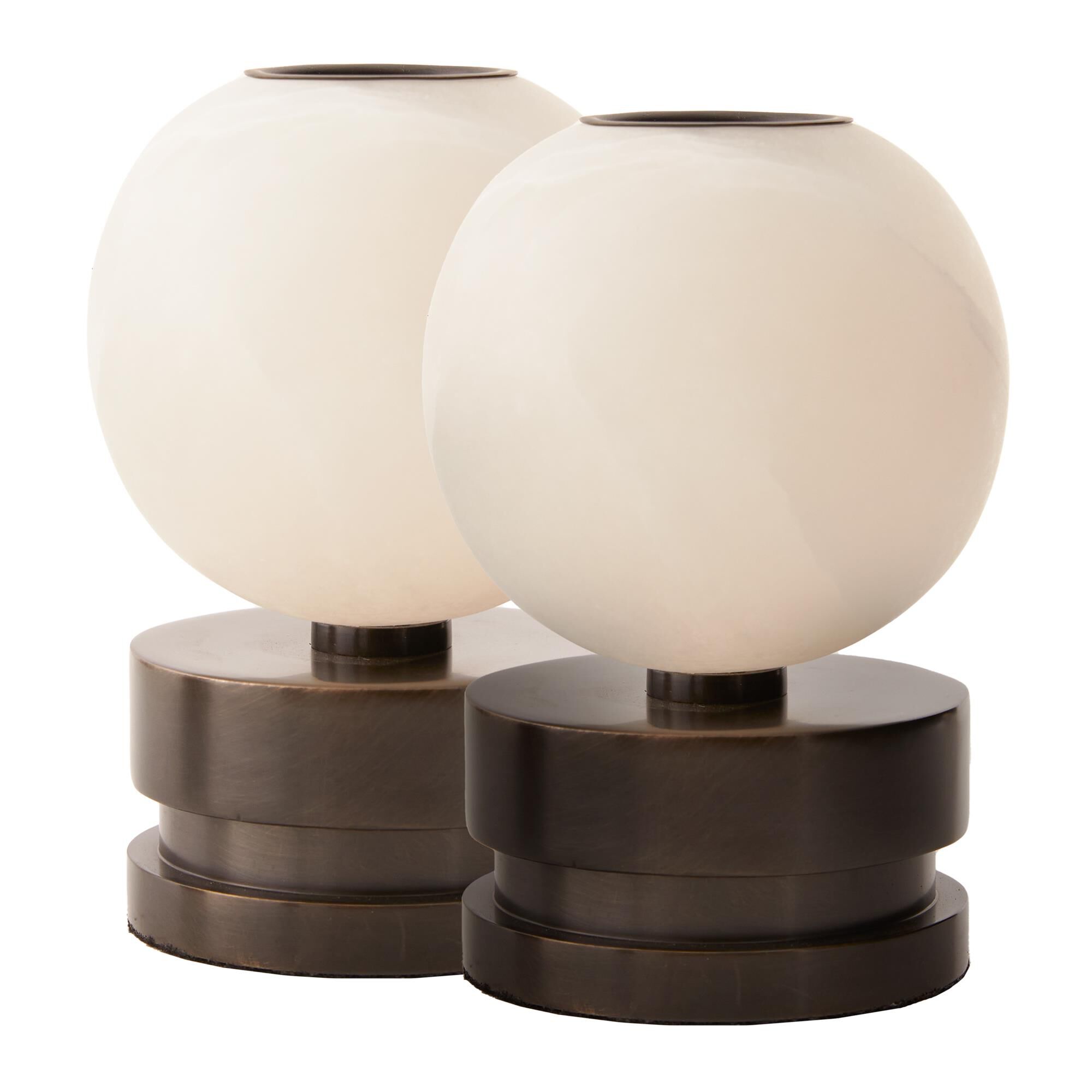 Arteriors Home Pluto White Candle Holder Set of 2