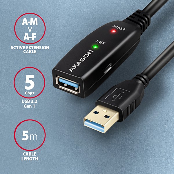 AXAGON ADR-305 USB 3.2 Gen 1 Verlängerungskabel Aktiv - 5m -... thumbnail