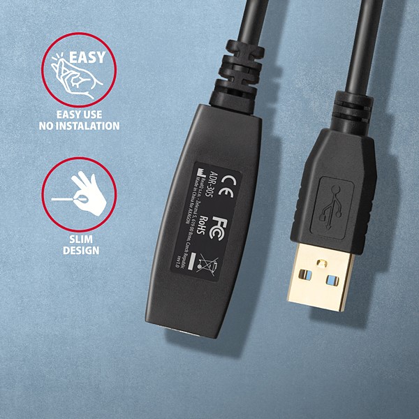AXAGON ADR-305 USB 3.2 Gen 1 Verlängerungskabel Aktiv - 5m -... thumbnail