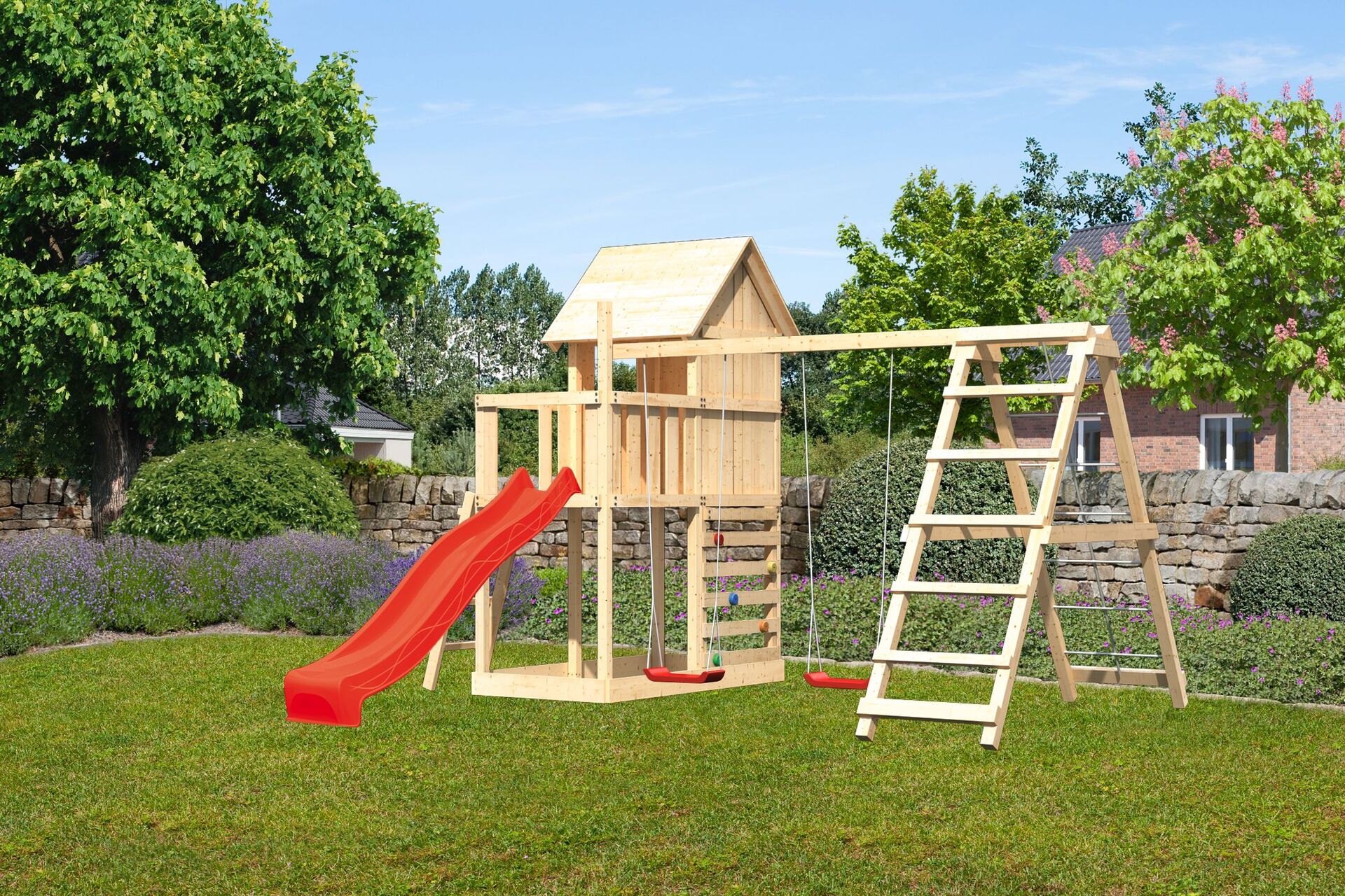 Stelzenspielhaus Frieda Mit 2,5m Rutsche