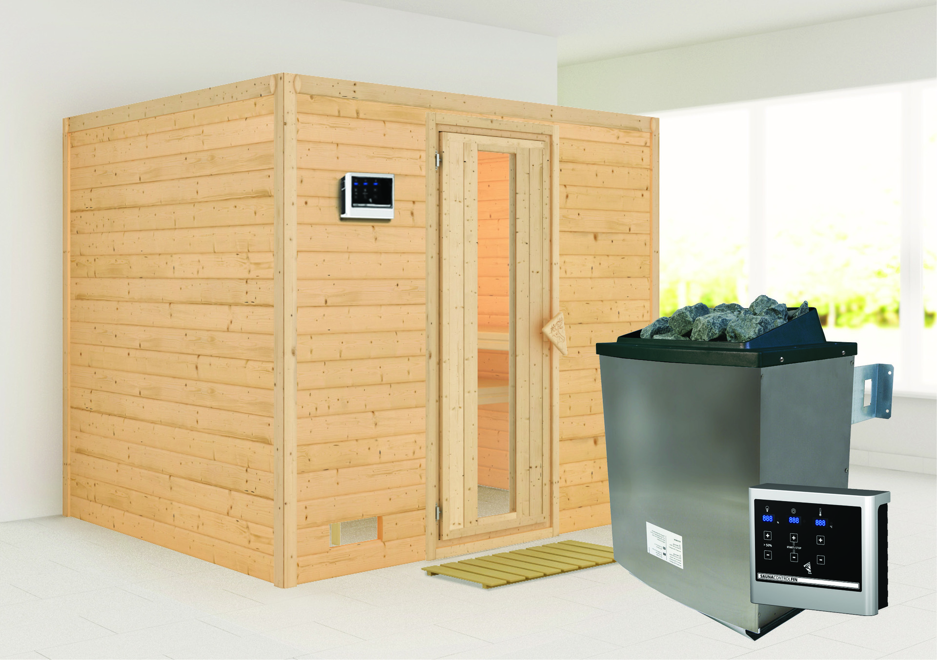 Sauna Paldiski Mit Zubehör-Set, 236x184x208cm, Fronteinstieg