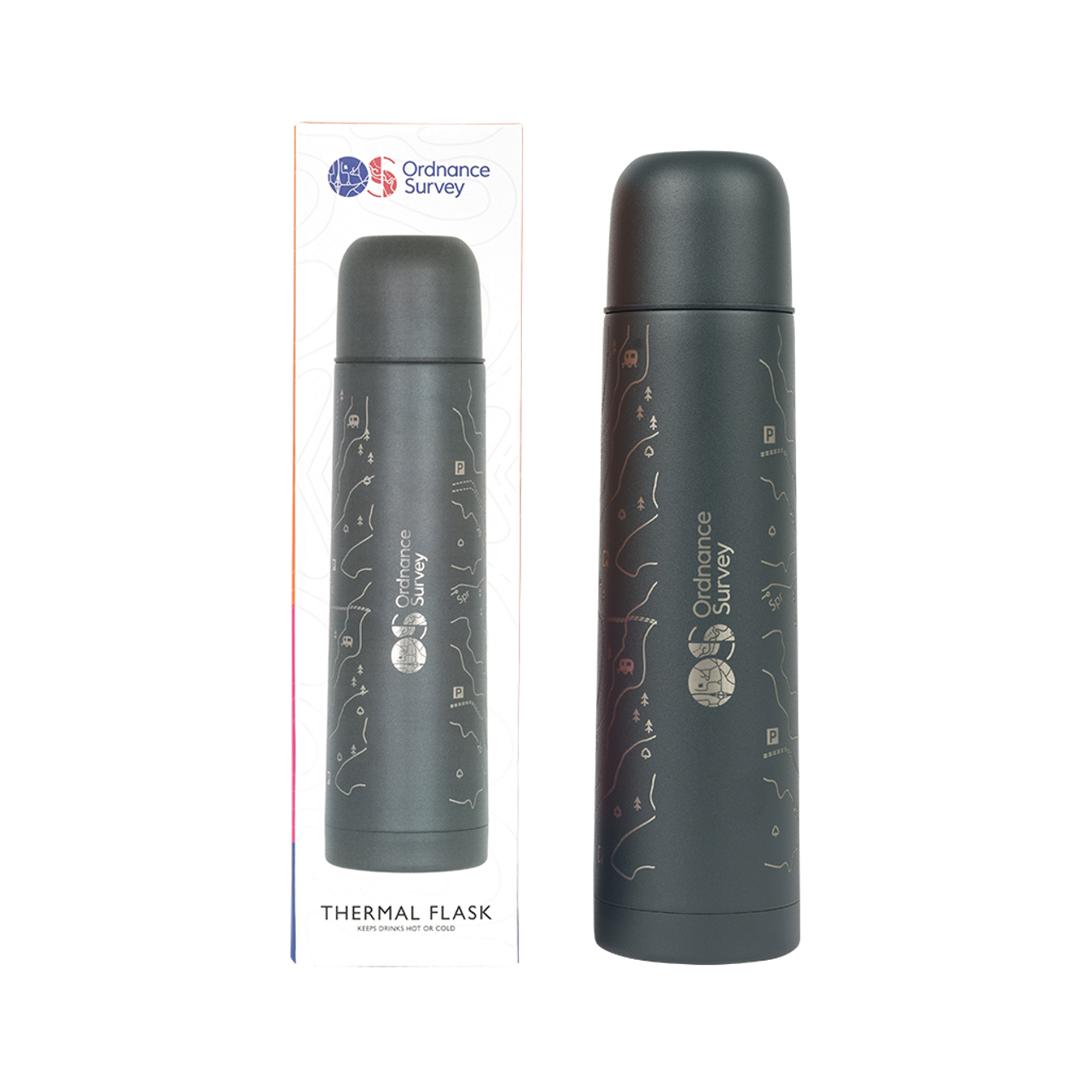 Ordnance Survey Outdoor Kit OS Contour Map Thermal Flask thumbnail