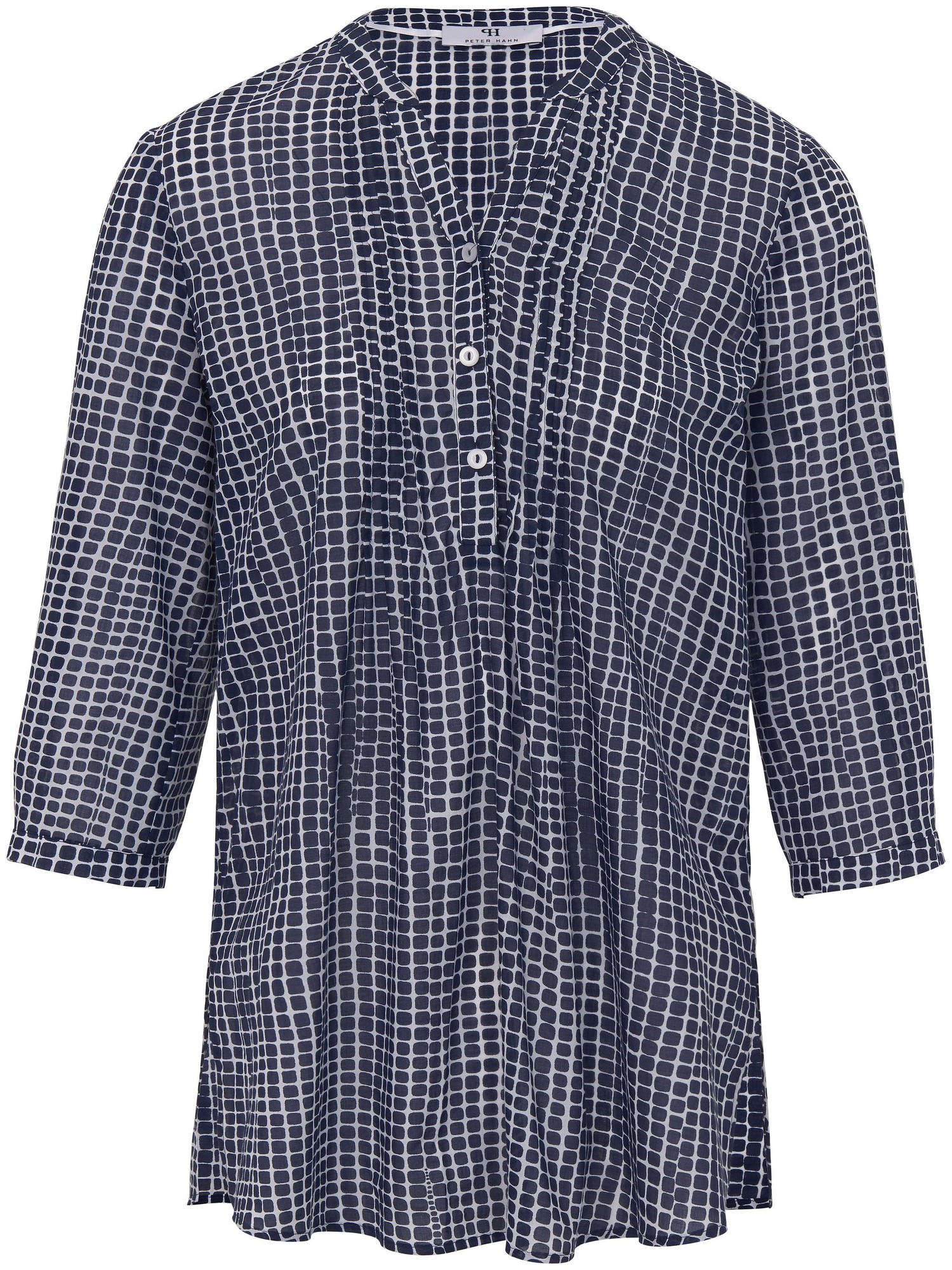 La Tunique 100% Coton Manches 3/4  Peter Hahn Bleu Taille 52