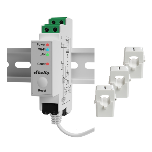 Pro 3EM (120A), WiFi and Bluetooth 3-Phase Smart Energy Meter, 2-Way Consumption, Home Automation