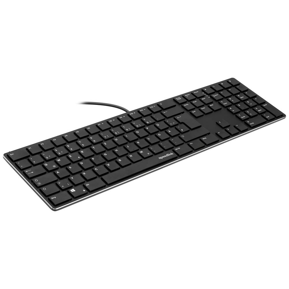 Speedlink RIVA Scissor Keyboard – PC Keyboard Wired Quiet USB Keyboard with Flat Keys Ergonomic Durable Scissor Switches with 7 Multifunction Keys
