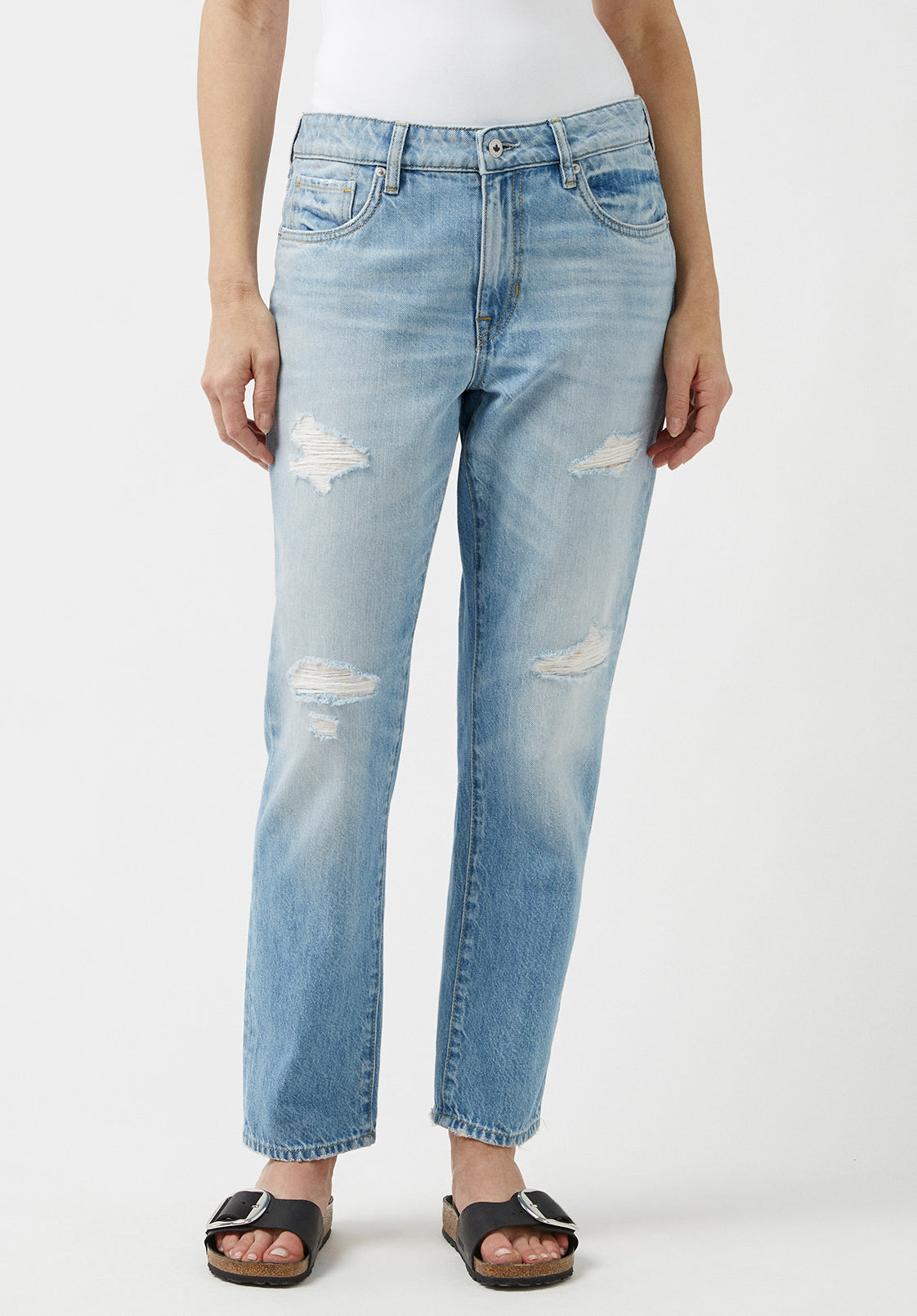 Buffalo Jeans Women's Relaxed Boyfriend Madison Jeans Distressed Blue - Size: 33