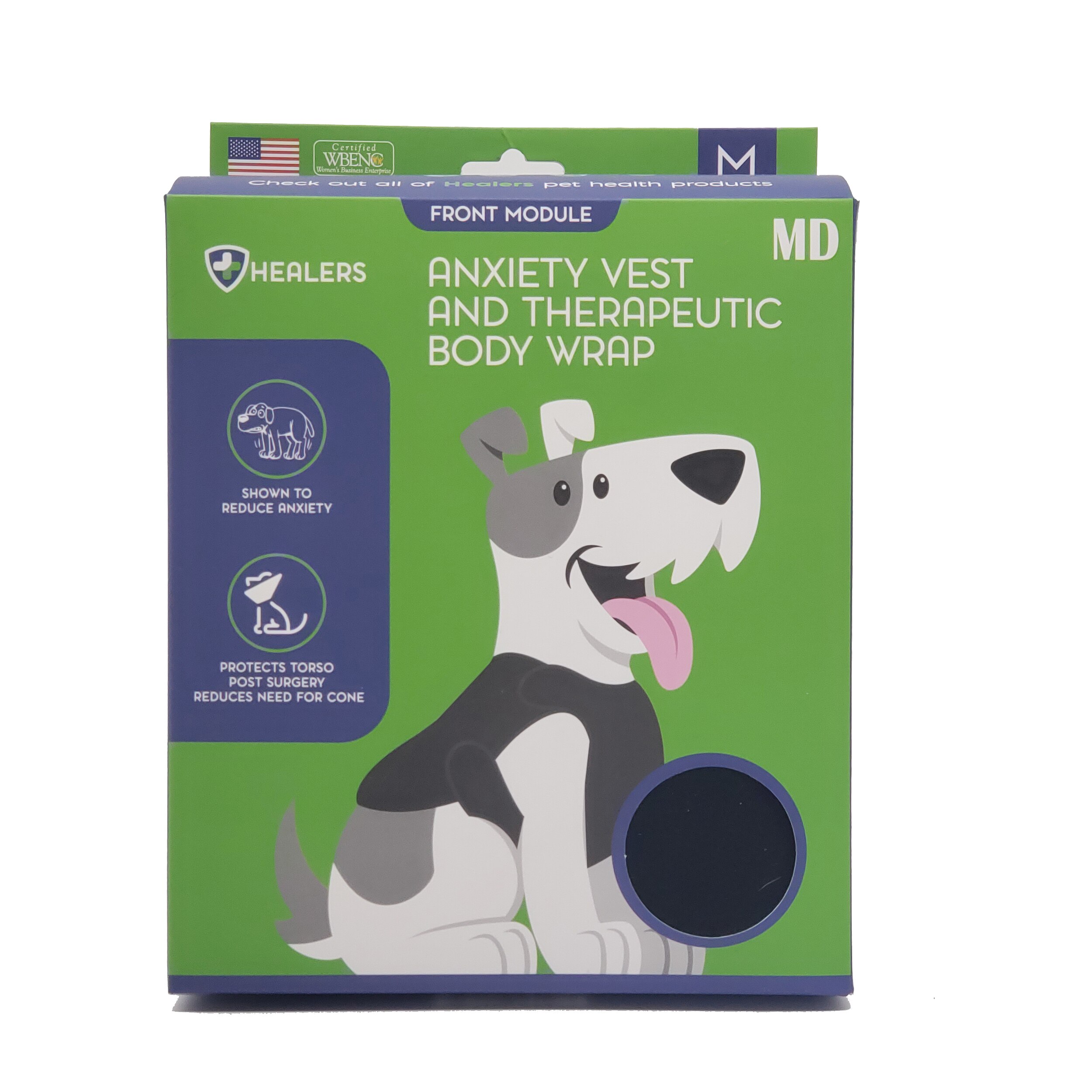 healers dog anxiety vest and body wrap front module  helps reduce anxiety and protect pet post surgery  pet apparel  medium  unscented