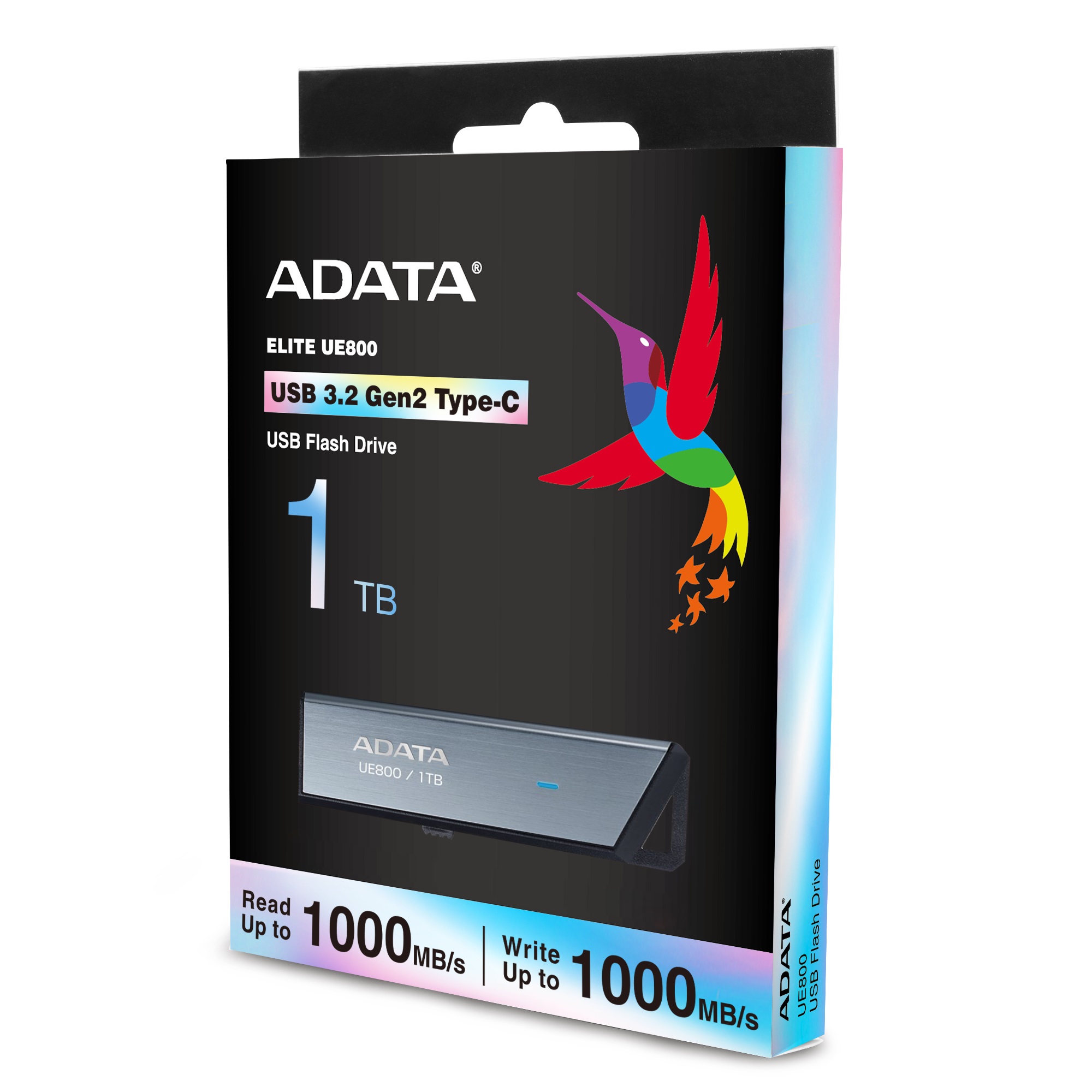 ADATA - Elite UE800 1TB USB Type-C USB 3.2 Gen2 Flash Drive Portable SSD up to 1000MB/s iPhone 15 Pro Series/Android/PS5 - Gray thumbnail