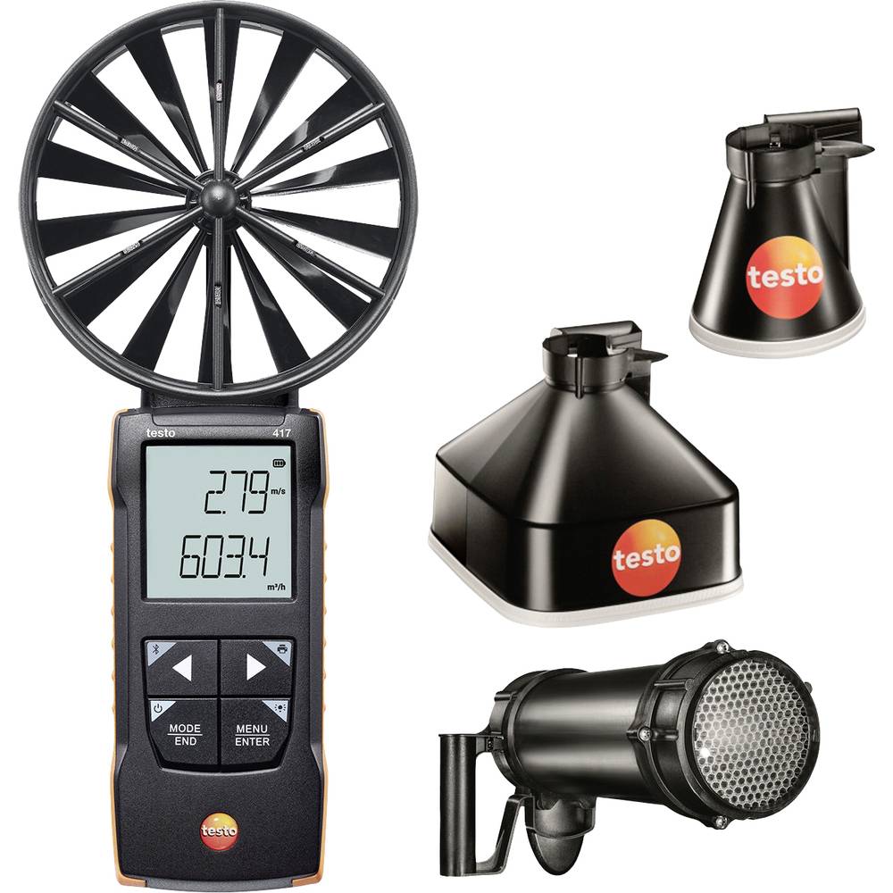 Testo 0563 2417 417 Kit 2 Vane Anemometer + Measuring Funnels/Flow