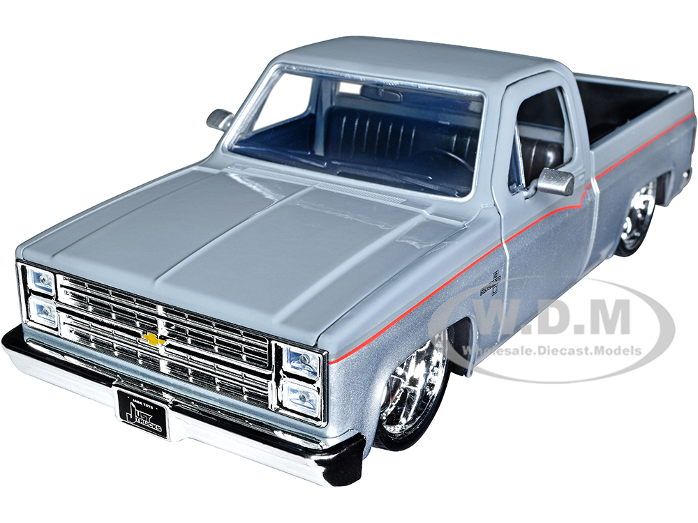 Jada 34312 1985 Chevrolet C10 Pickup Truck Gray & Silver Metallic Just Trucks Series 1-24 Diecast Model Car